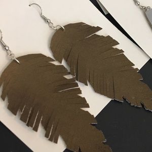 Leather feather earrings